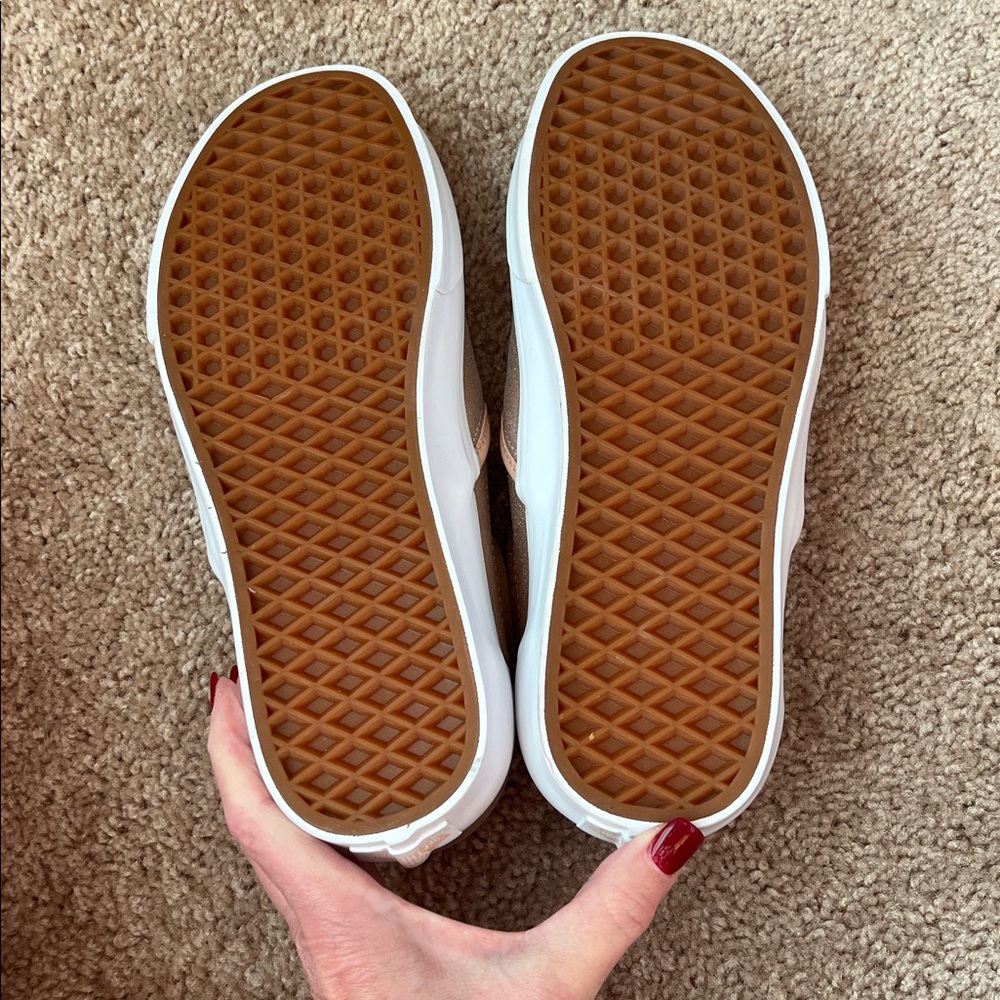 Vans Unisex Rose Gold Shimmer Slip Ons M8 W9.5 - Picture 7 of 8